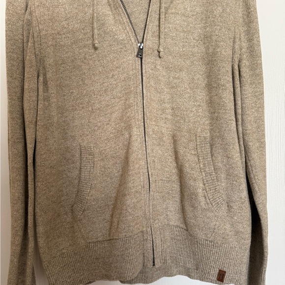 Roots Tan Full-Zip Textured Shoulder Hooded Sweater - Picture 5 of 9